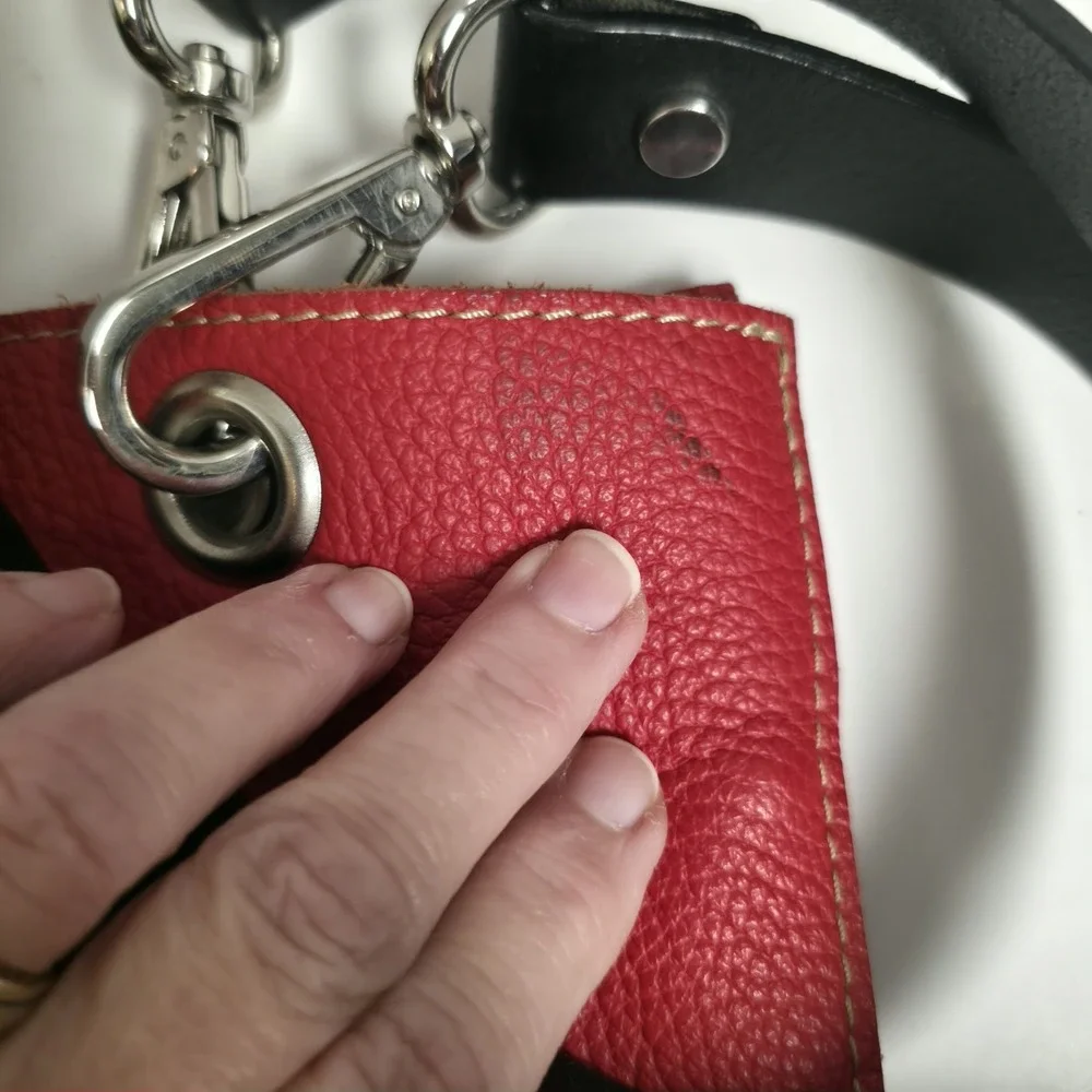 Red Leather Double Shoulder Straps Womens Tote Bag Satchel Purse